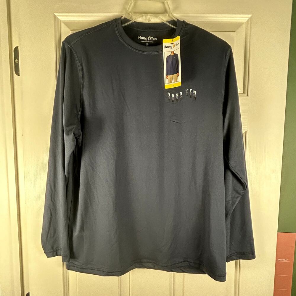 NEW Hang Ten Long Sleeve UV Sun Shirt Mens Size Small Navy UPF 50+ NWT